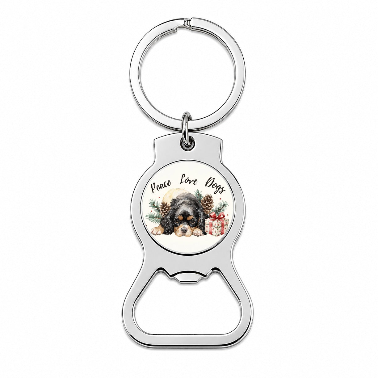 Cavalier King Charles Spaniel Peace Love Dogs Bottle Opener Keychain
