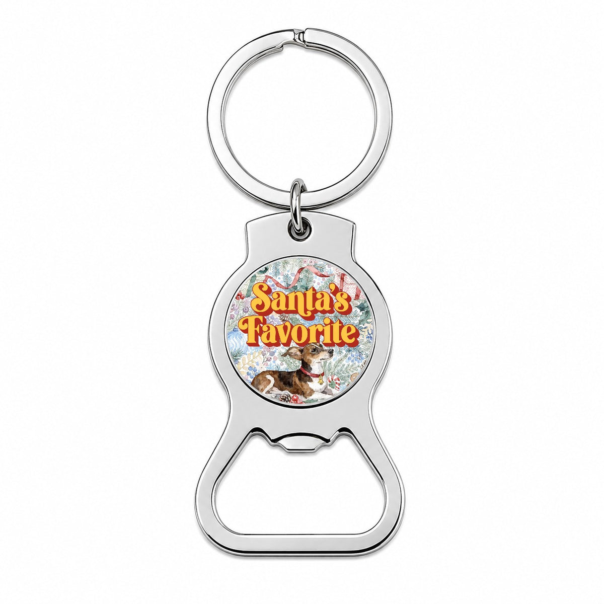 Chiweenie Dog Christmas Santa's Favorite Bottle Opener Keychain