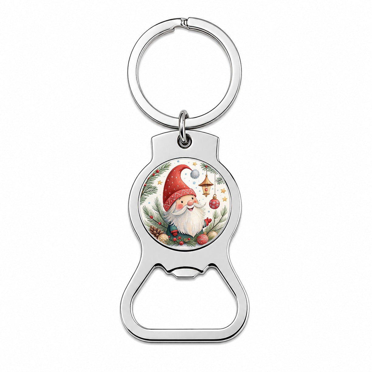 Christmas Gnome Happy Bottle Opener Keychain