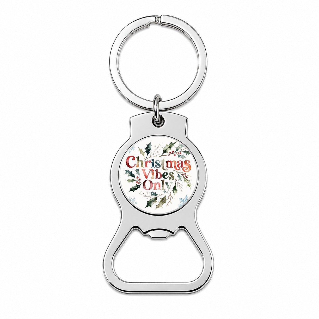 Christmas Vibes Only Bottle Opener Keychain