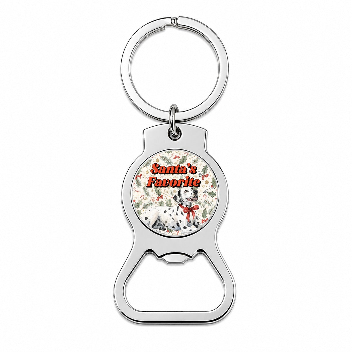 Dalmatian Dog Christmas Santa's Favorite Bottle Opener Keychain