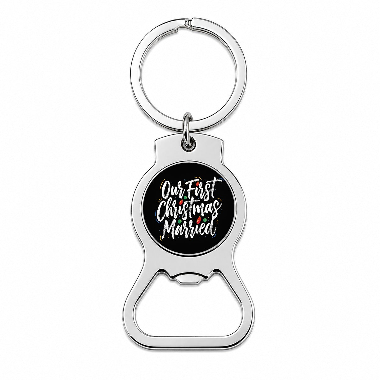 First Christmas Married On Black Bottle Opener Keychain