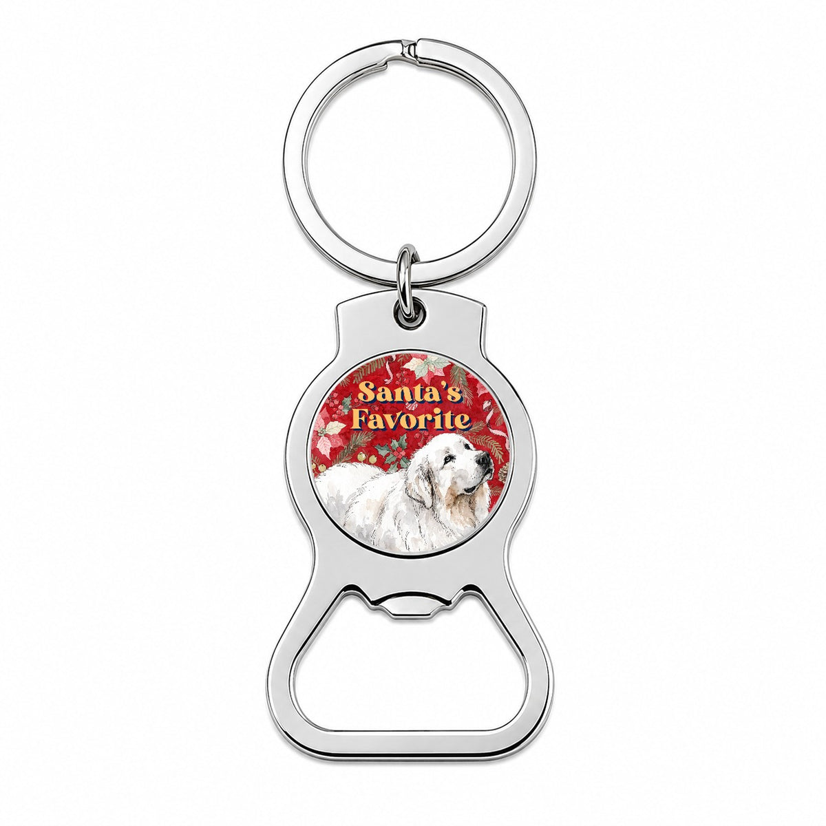 Great Pyrenees Dog Christmas Santa's Favorite Bottle Opener Keychain