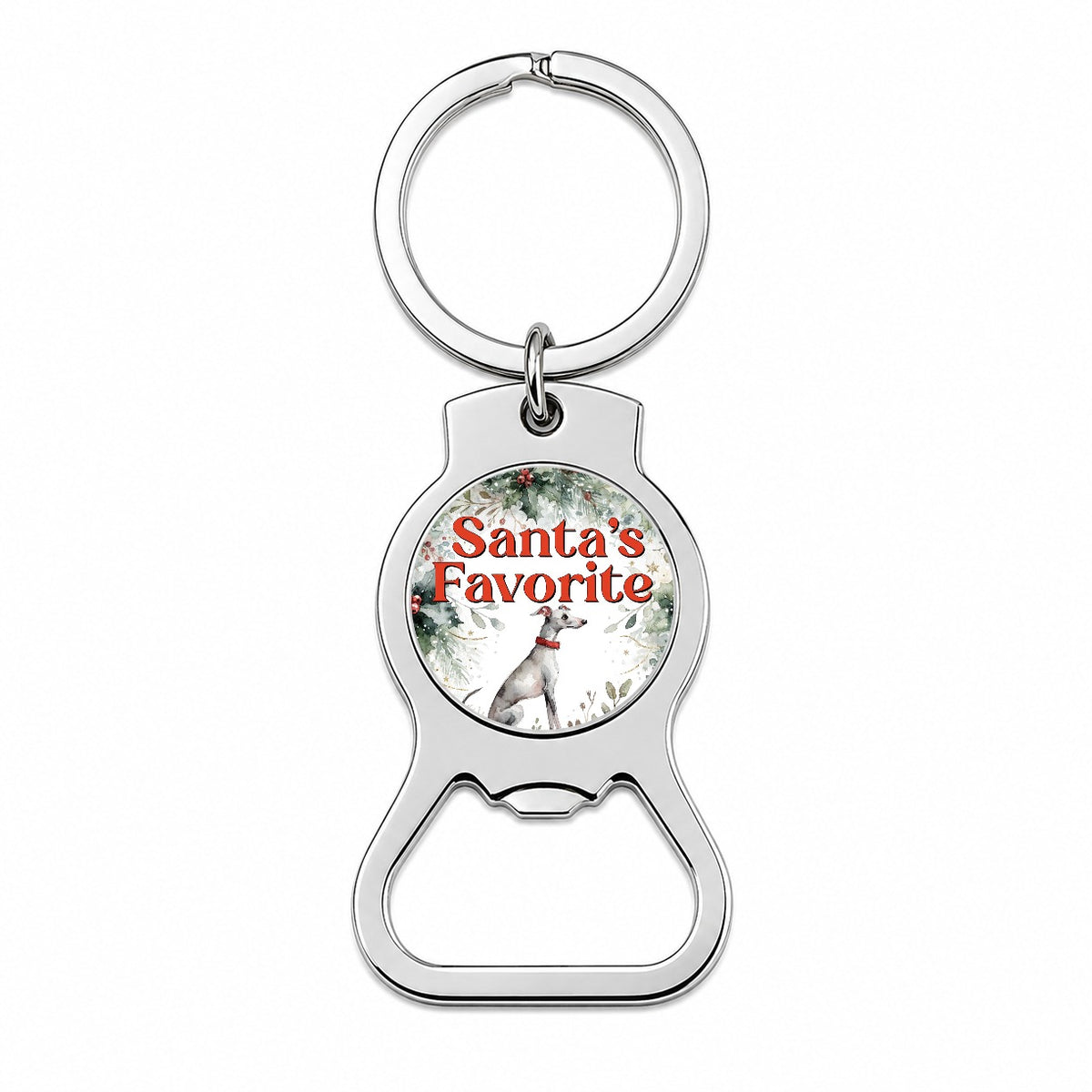 Italian Greyhound Dog Christmas Santa's Favorite Bottle Opener Keychain