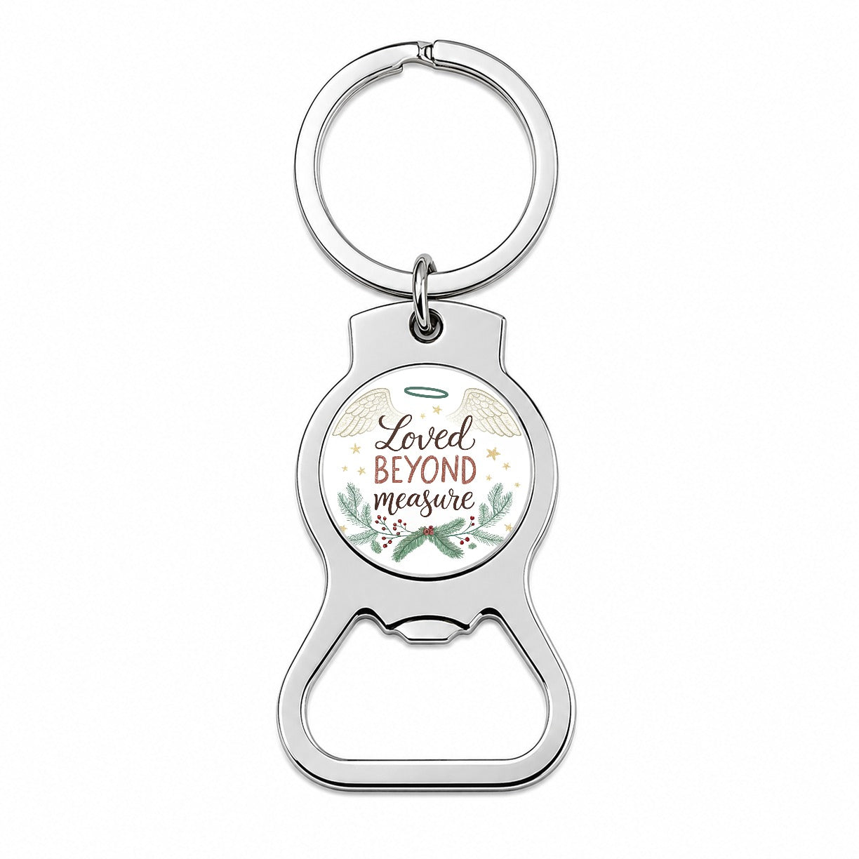 Loved Beyond Measure Christmas Halo Angel Bottle Opener Keychain