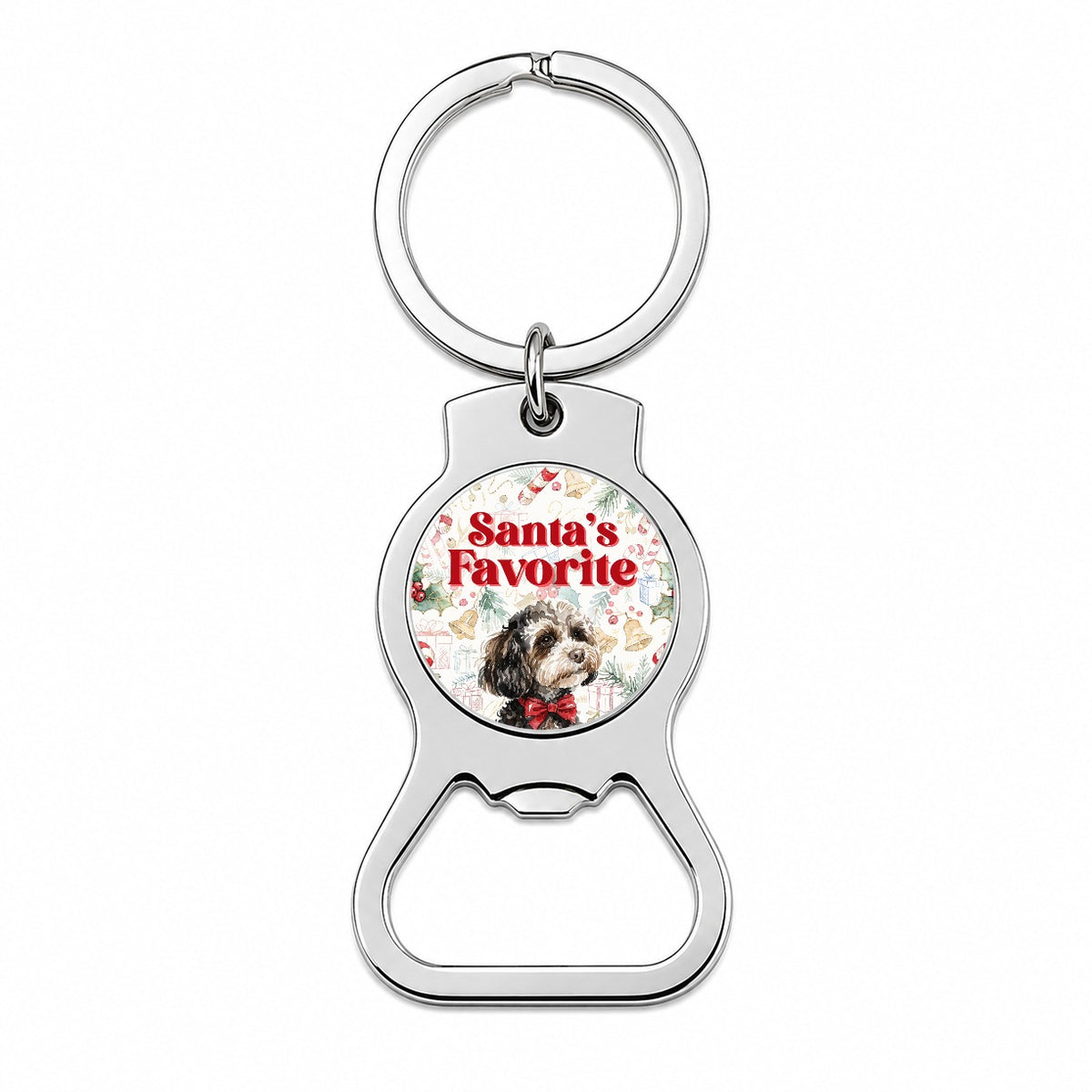 Maltipoo Dog Christmas Santa's Favorite Bottle Opener Keychain