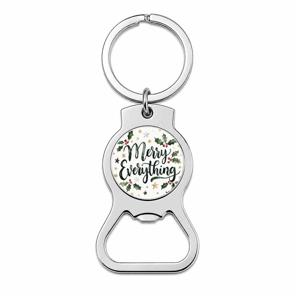 Merry Everything Christmas Green Bottle Opener Keychain