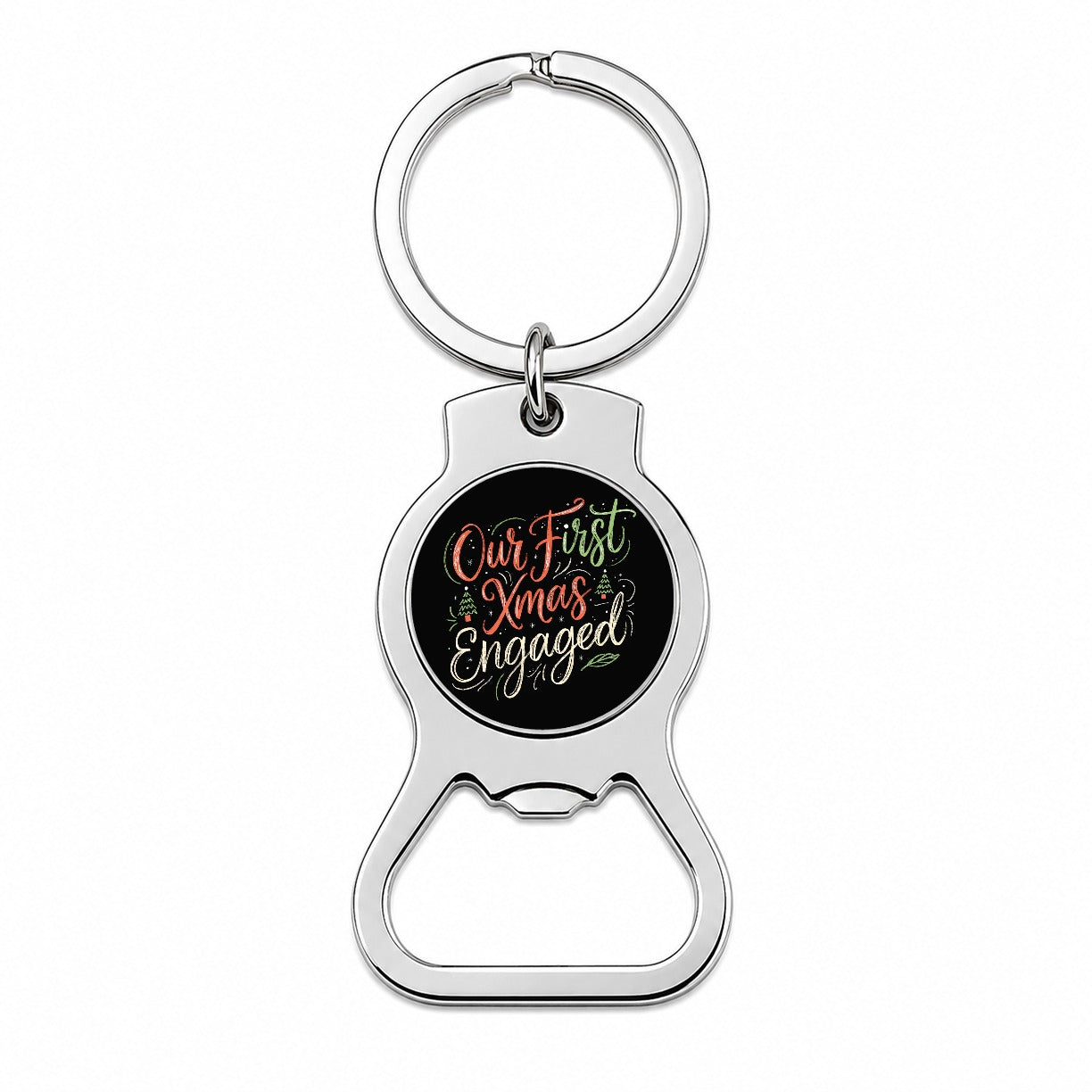 Our First Christmas Xmas Engaged Stylish Bottle Opener Keychain