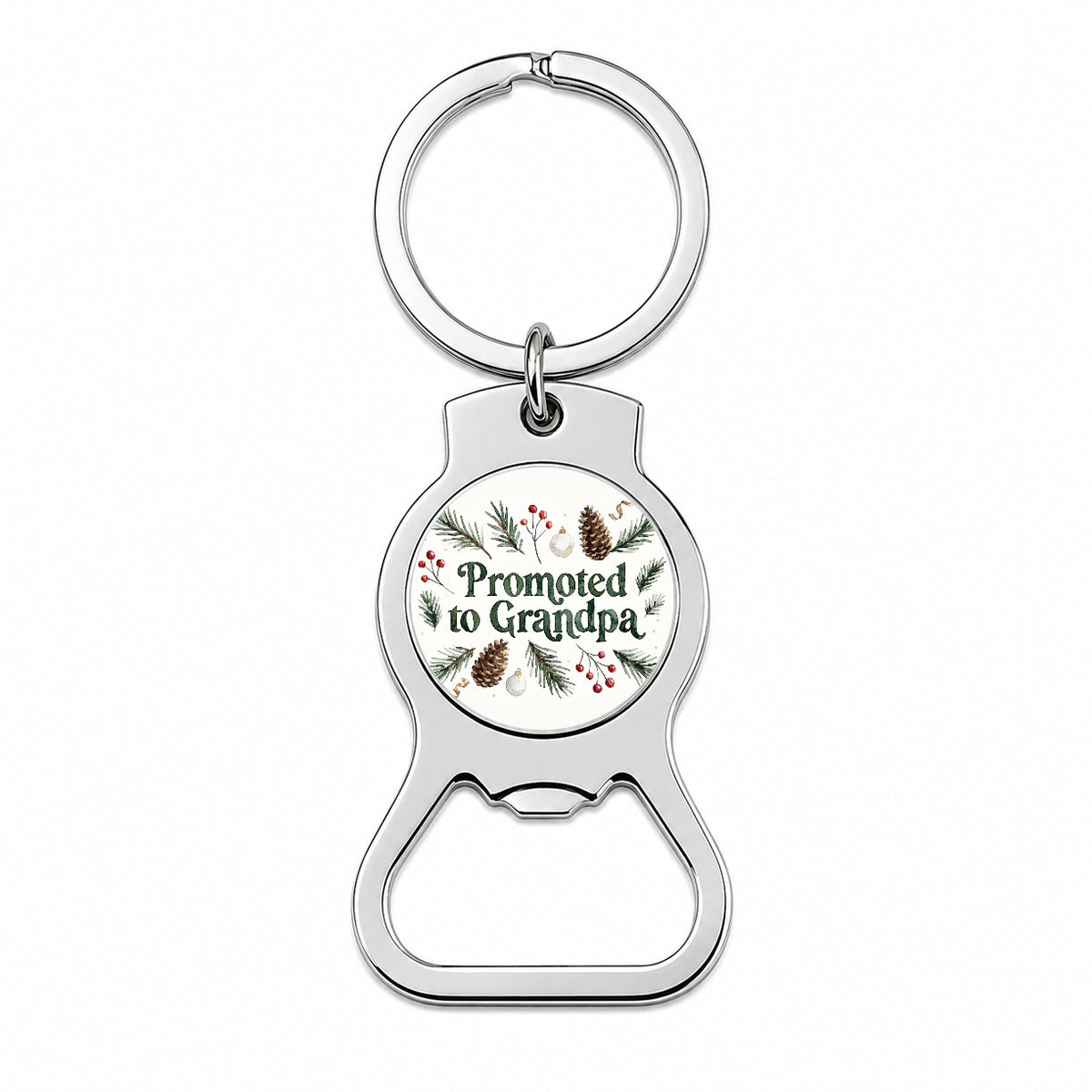Promoted To Grandpa Christmas Bottle Opener Keychain