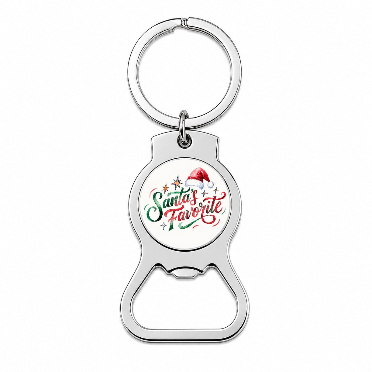 Santa's Favorite Christmas Funny Red Green Bottle Opener Keychain