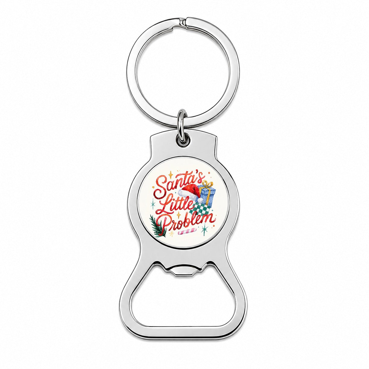 Santa's Little Problem Christmas Funny Bottle Opener Keychain