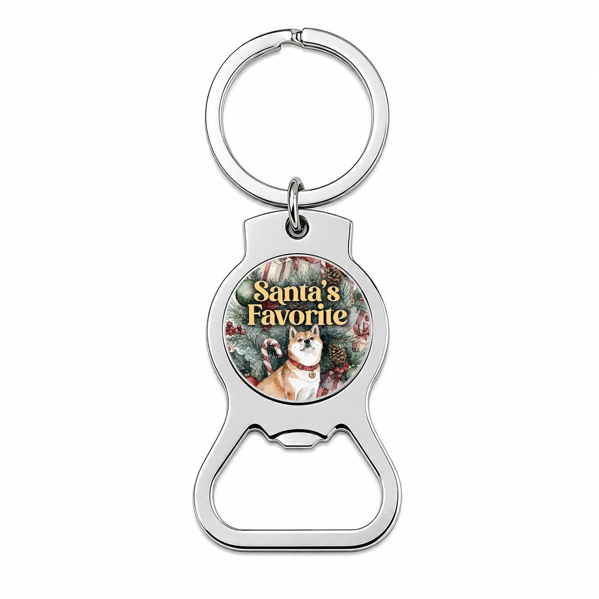 Shiba Inu Dog Christmas Santa's Favorite Bottle Opener Keychain