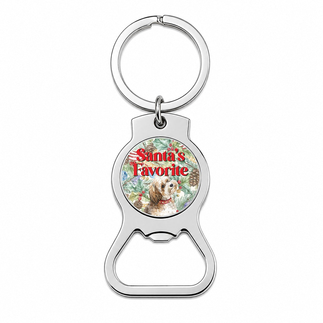 Shorkie Dog Christmas Santa's Favorite Bottle Opener Keychain