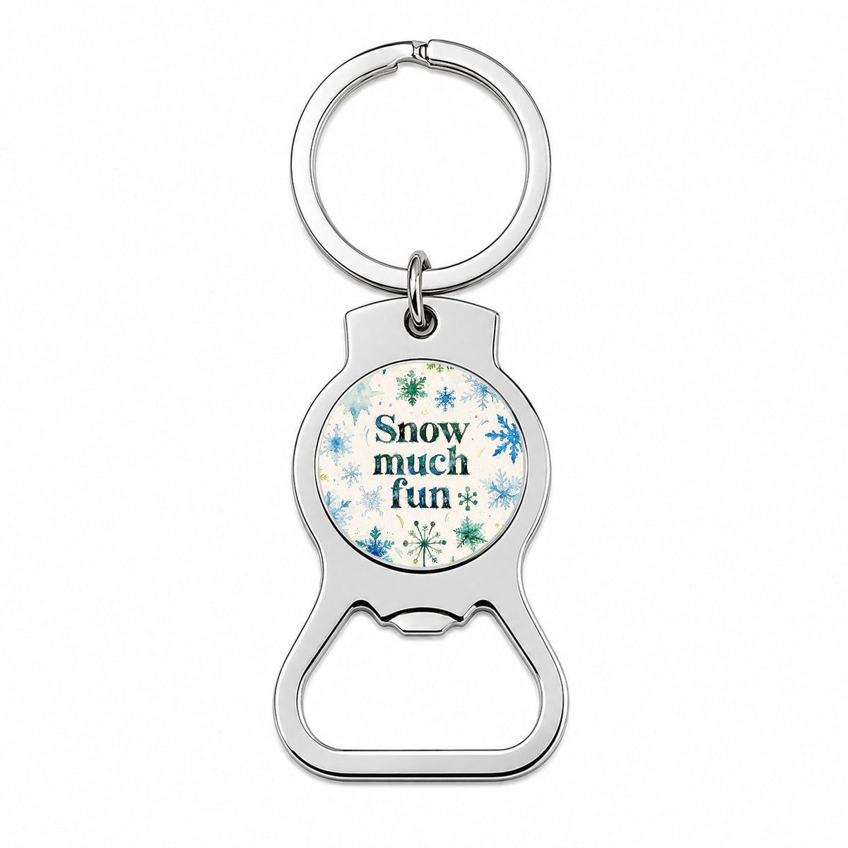Snow So Much Fun Winter Snowflakes Bottle Opener Keychain
