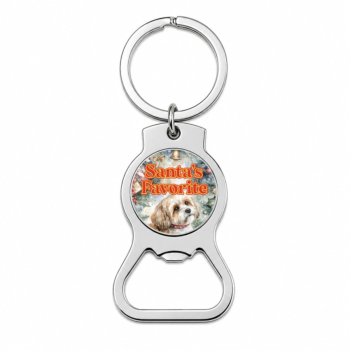 Yorkipoo Dog Christmas Santa's Favorite Bottle Opener Keychain
