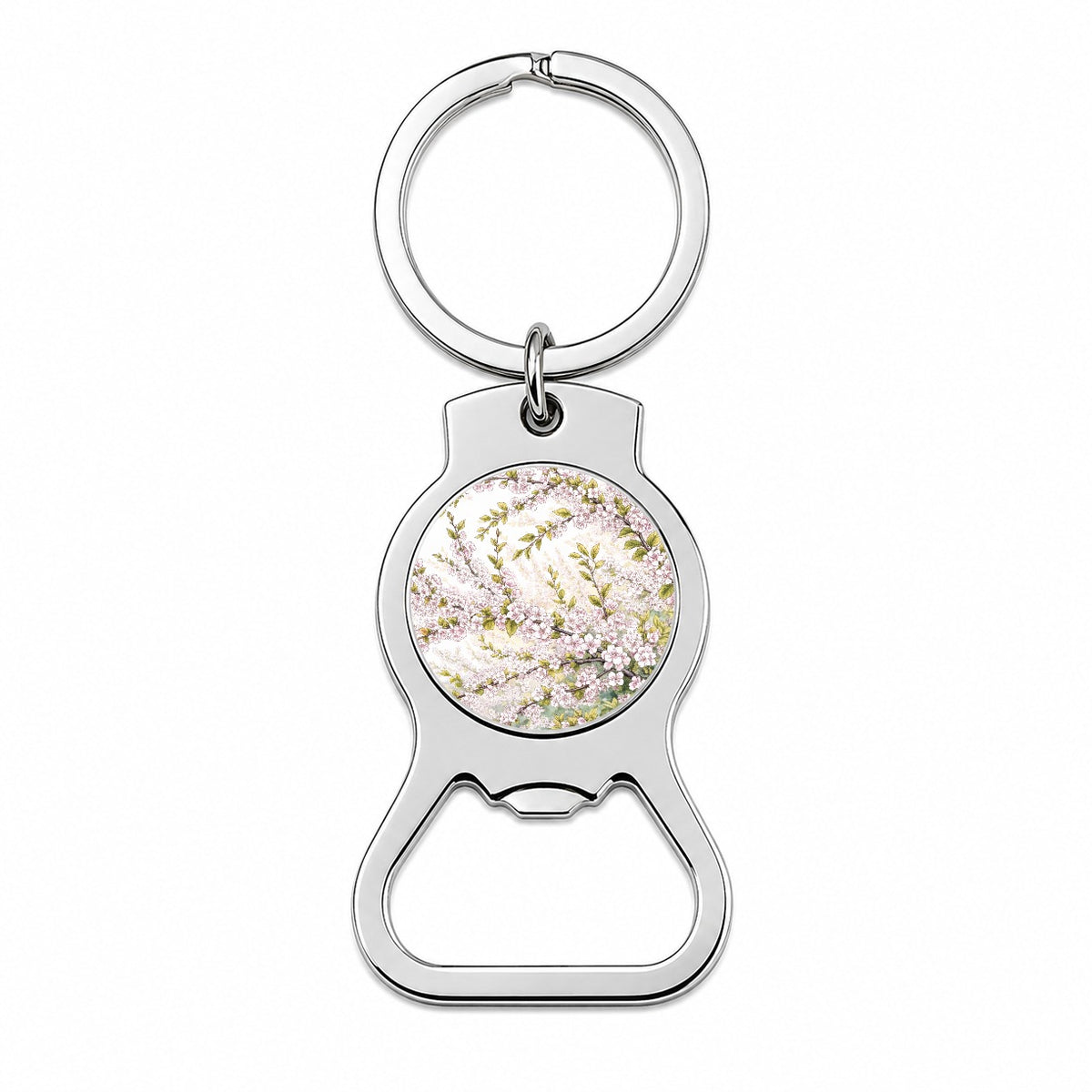 Apple Blossom Branches Bottle Opener Keychain