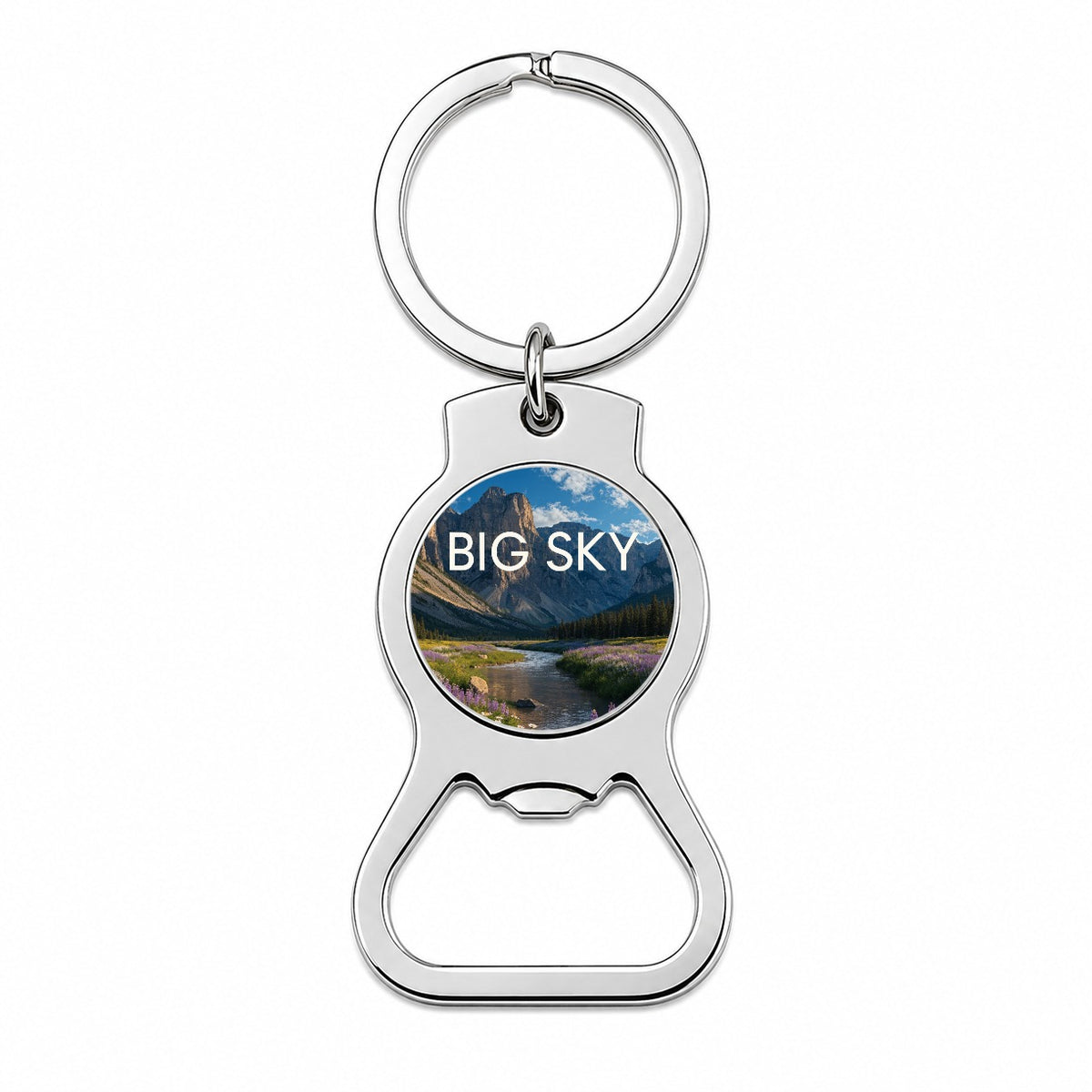 Big Sky Montana Travel Mountains Bottle Opener Keychain