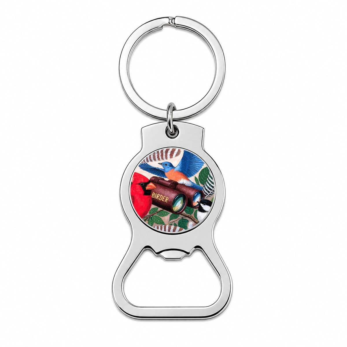 Birder Bird Lover Binoculars Bottle Opener Keychain