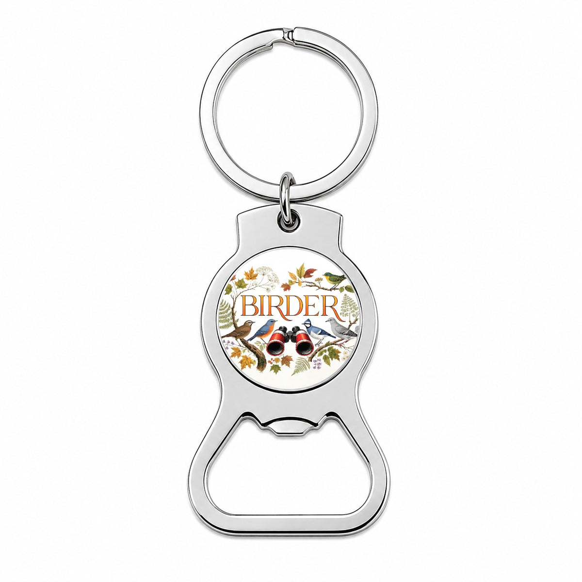 Birder Birdwatching Binoculars Bottle Opener Keychain