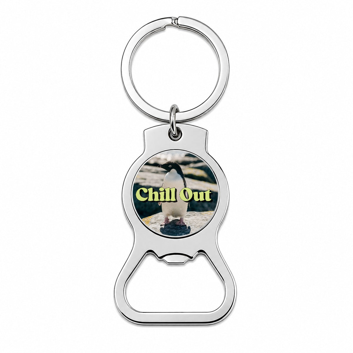 Chill Out Penguin Funny Bottle Opener Keychain