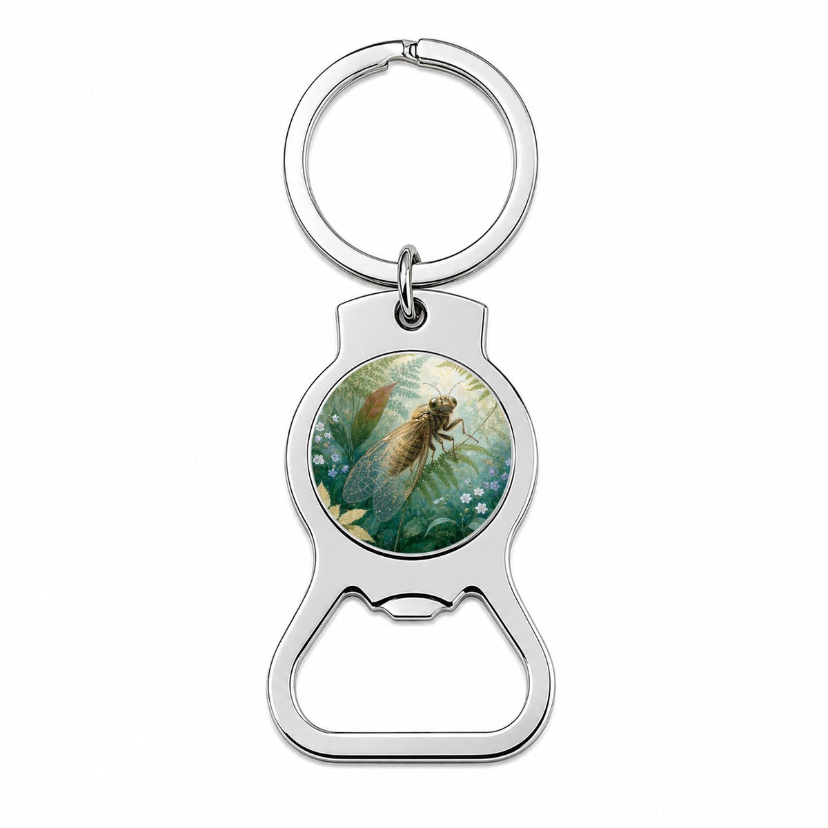 Cicada Summer Botanical Bottle Opener Keychain