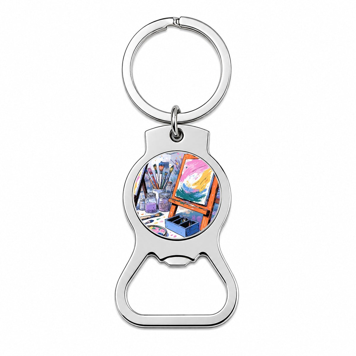 Colorful Artist Painting Studio Bottle Opener Keychain