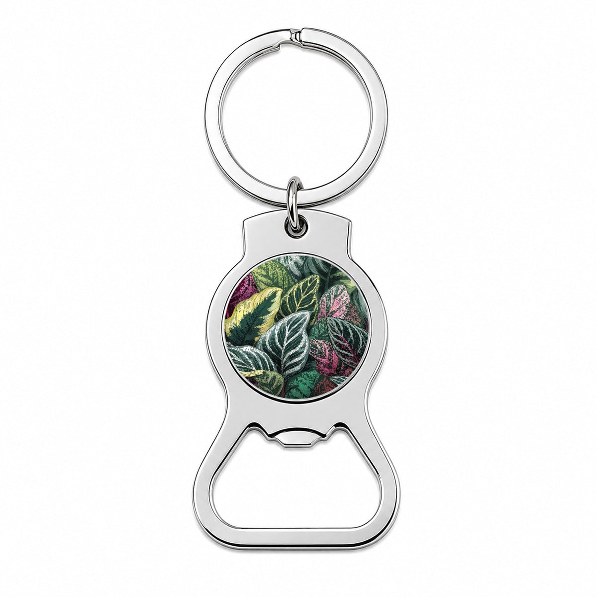 Colorful Calathea Leaves Bottle Opener Keychain