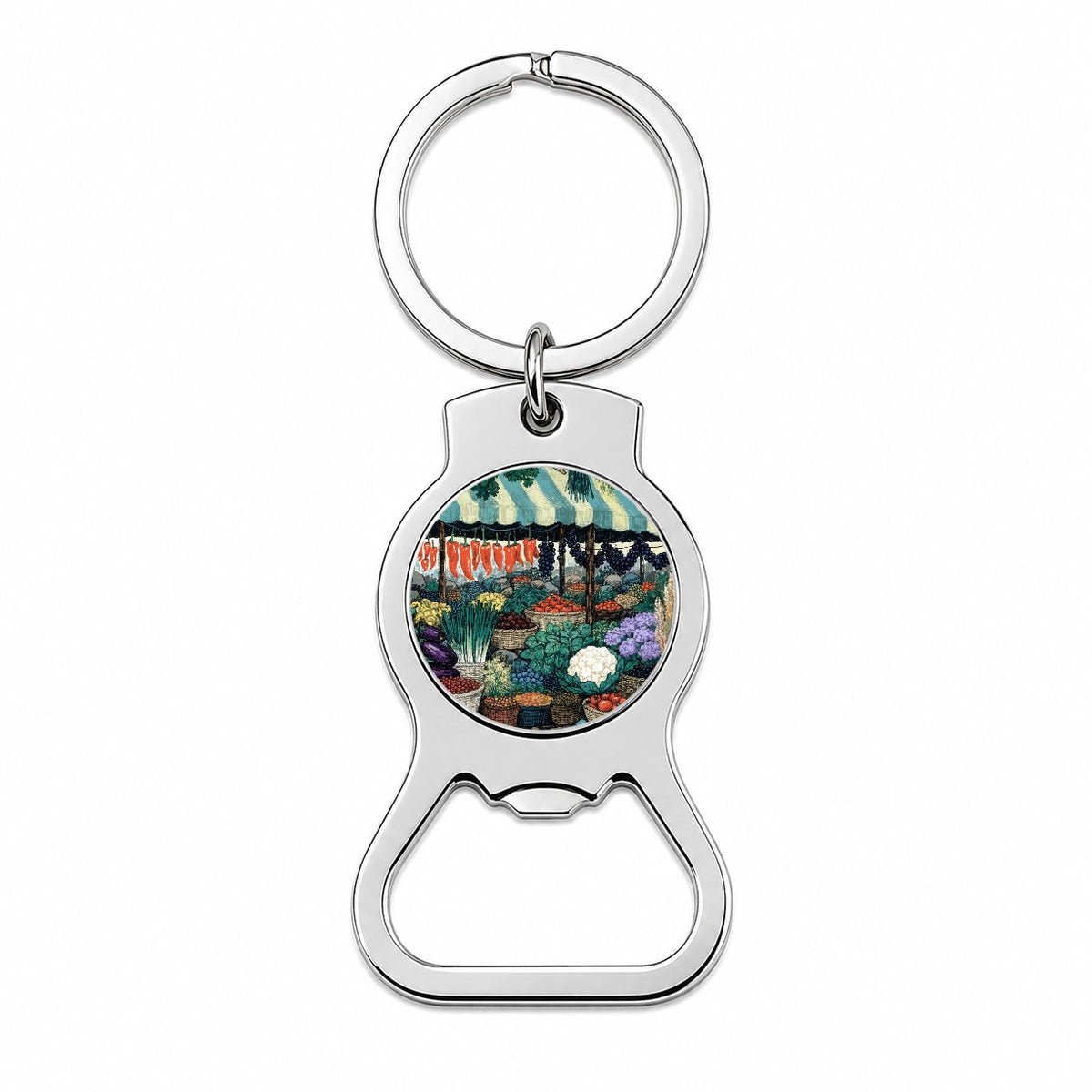 Colorful Farmers Market Bottle Opener Keychain