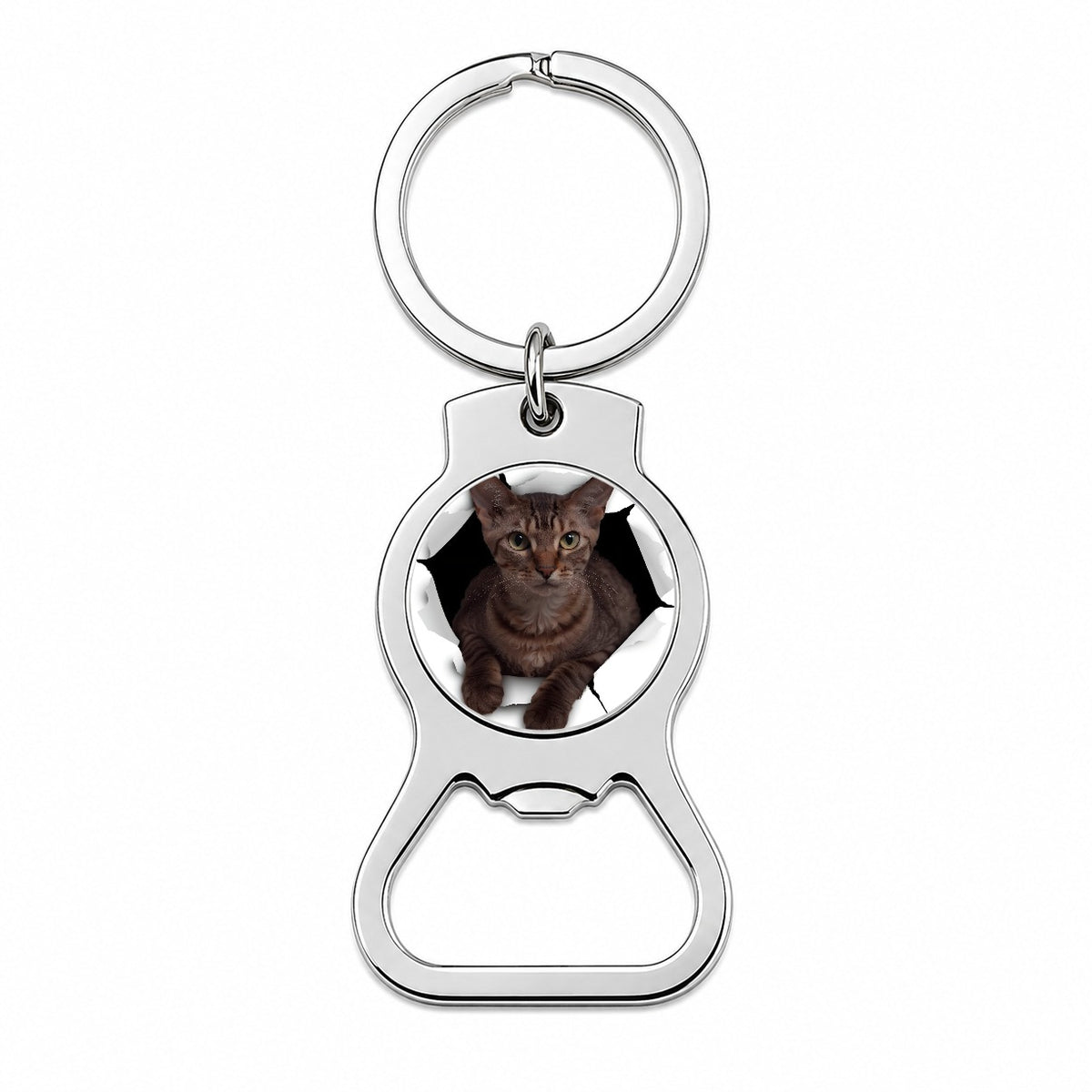 Cornish Rex Cat Breakout Bottle Opener Keychain