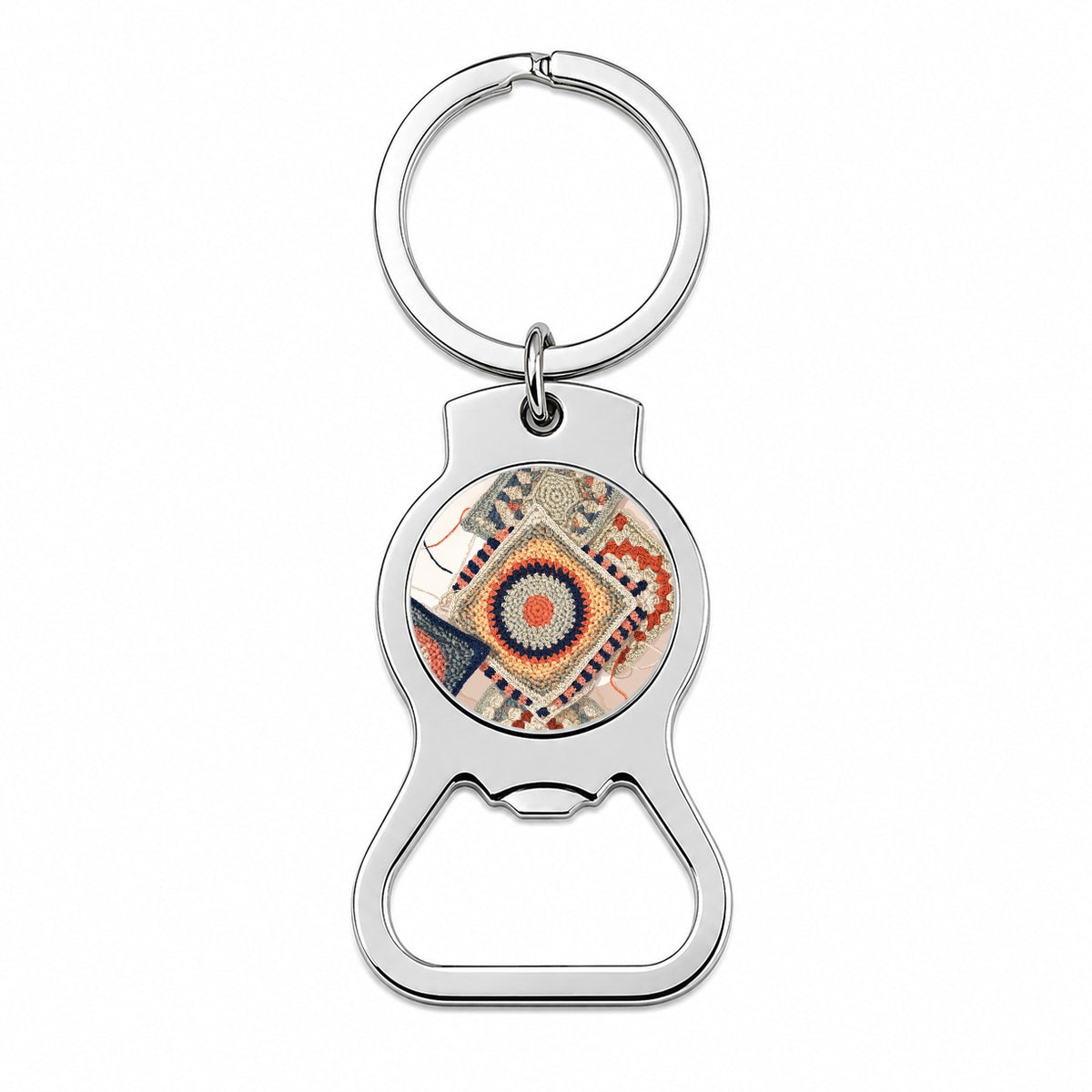 Cozy Crochet Granny Squares Bottle Opener Keychain