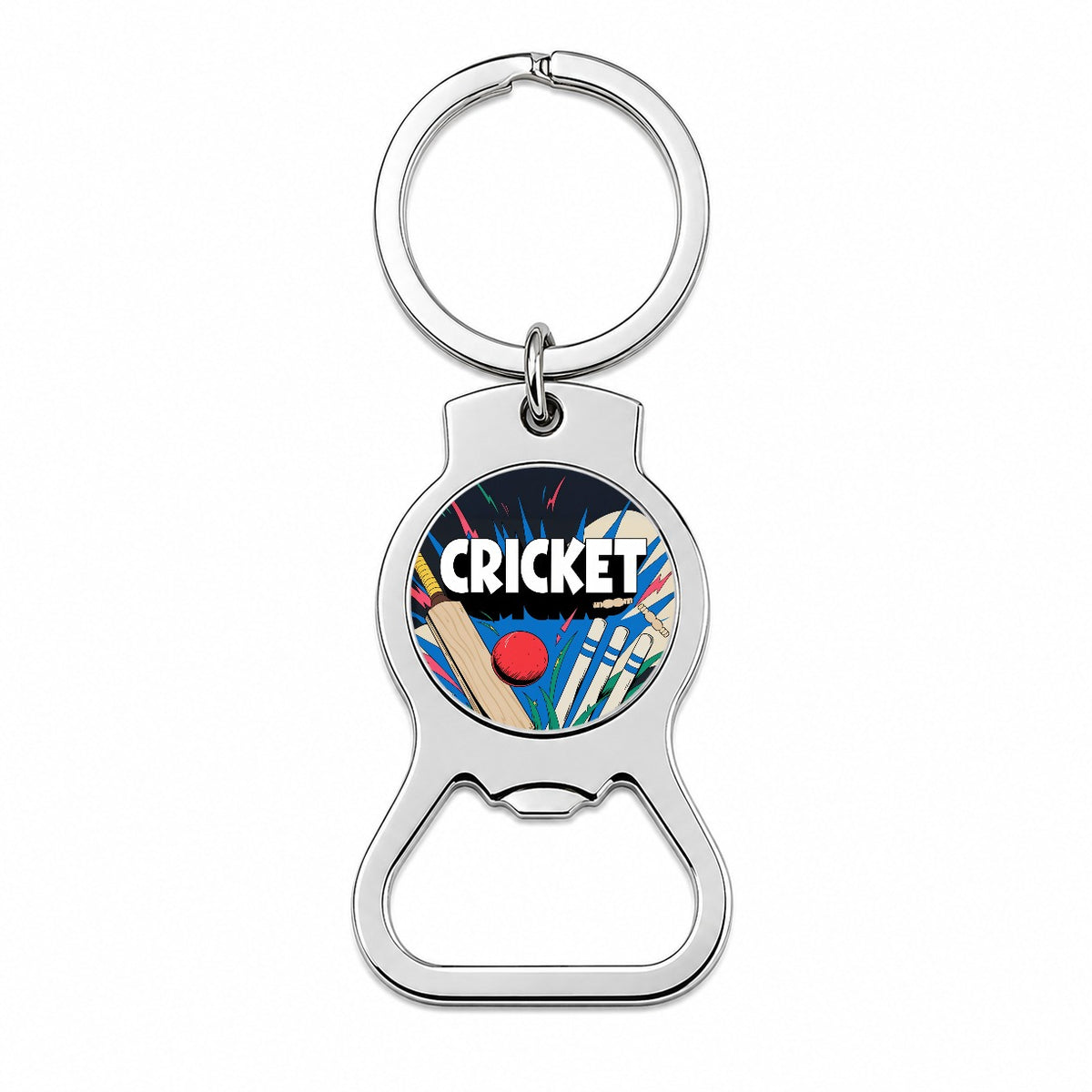 Cricket Bat Ball Wickets Bottle Opener Keychain