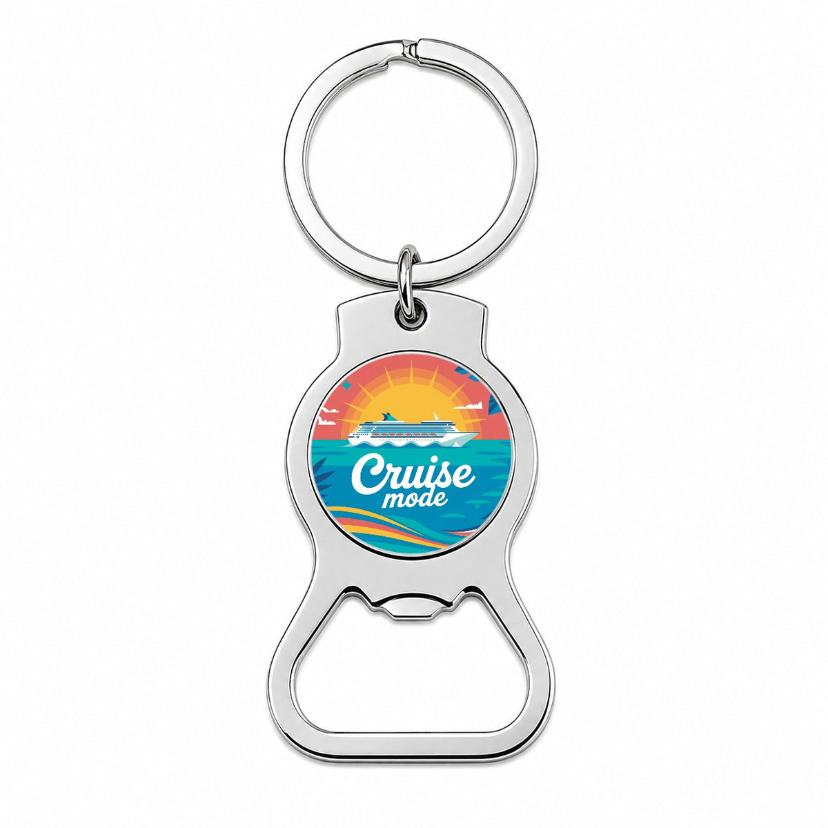Cruise Mode Ship Vacation Colorful Bottle Opener Keychain