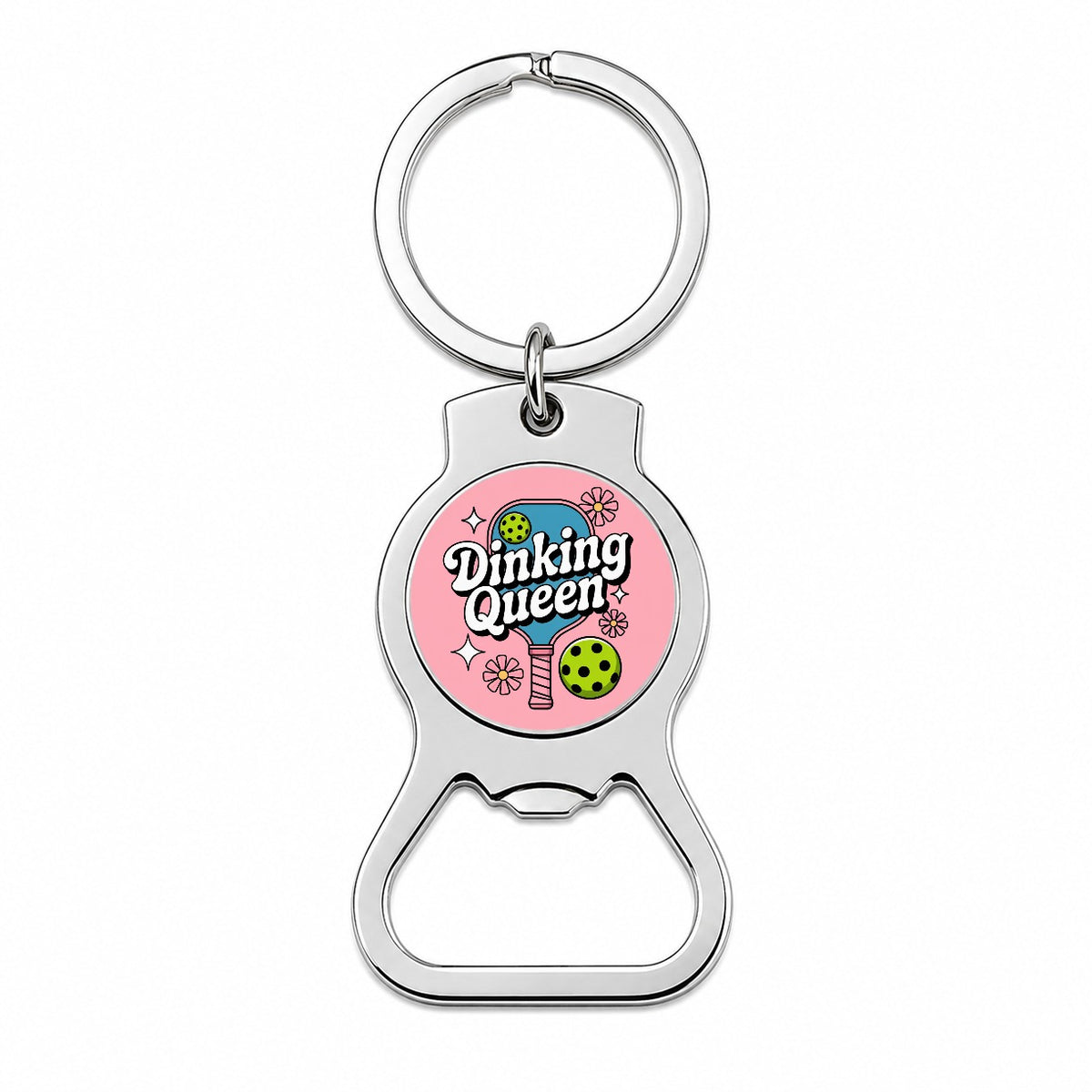 Dinking Queen Pickleball Bottle Opener Keychain