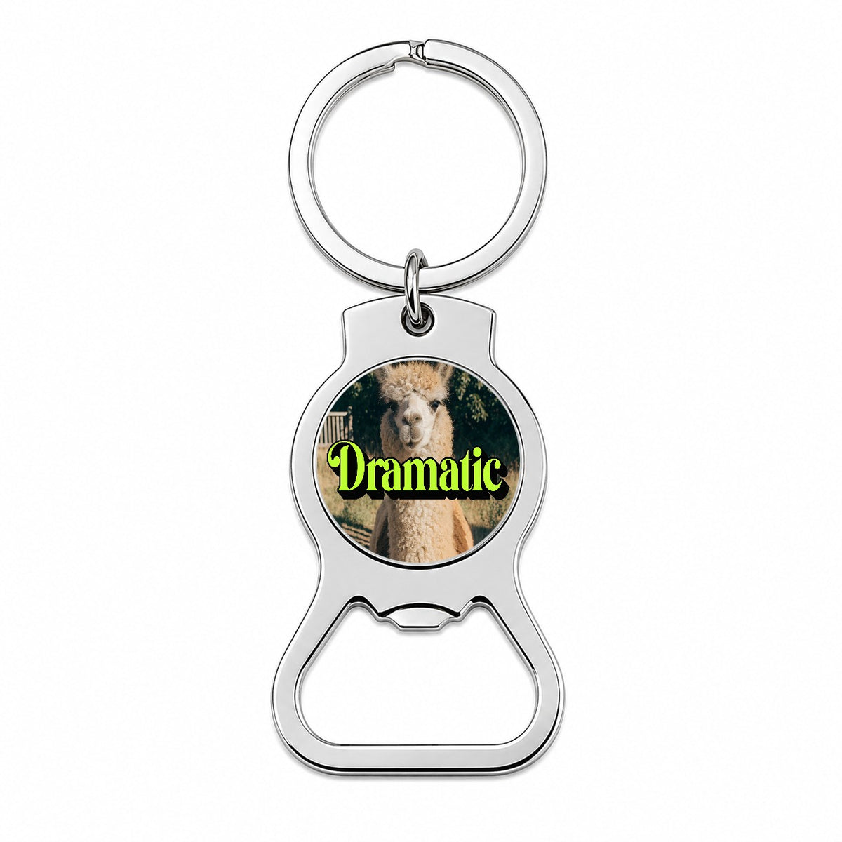 Dramatic Llama Funny Bottle Opener Keychain