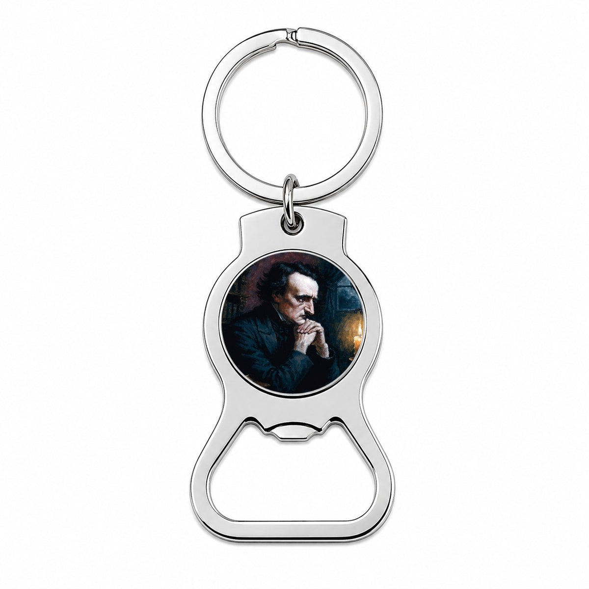 Edgar Allan Poe Author Bottle Opener Keychain