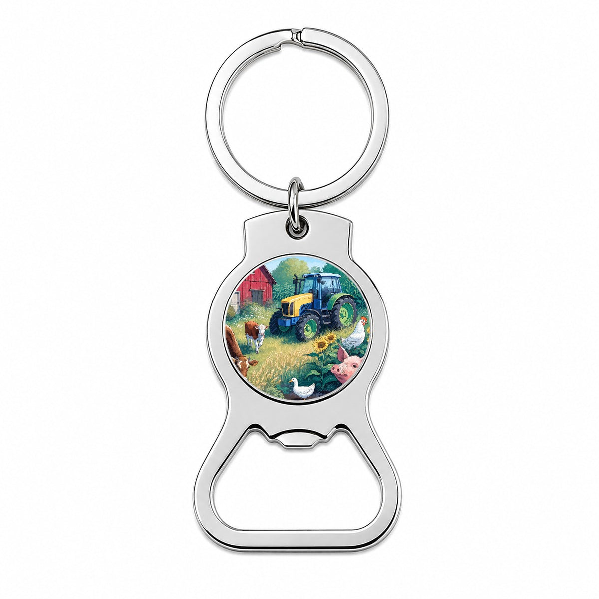 Farmer Tractor Farm Bottle Opener Keychain