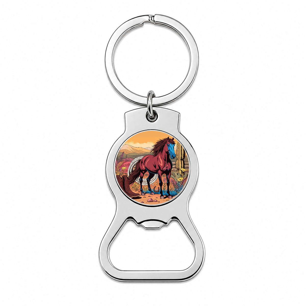 Horse Rancher Western Cowboy Bottle Opener Keychain