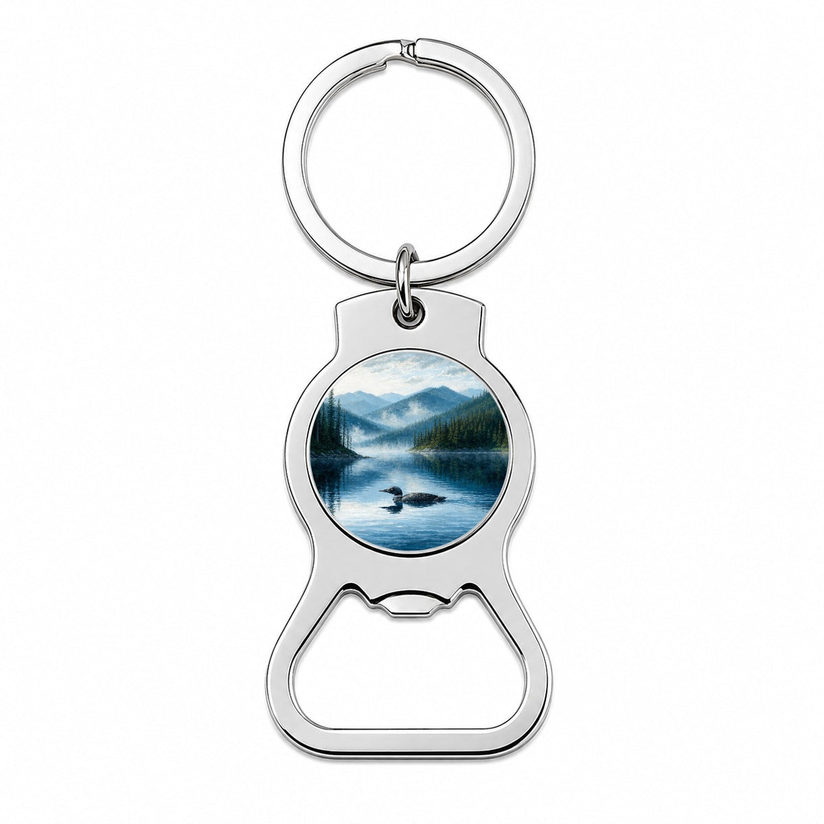 Loon Mountain Lake Bottle Opener Keychain