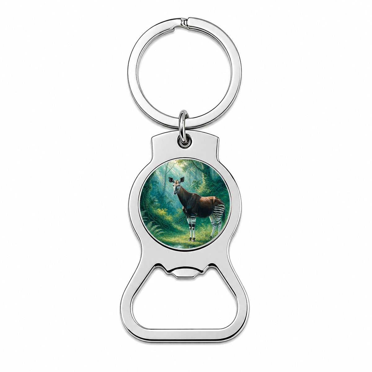 Okapi Rainforest Bottle Opener Keychain
