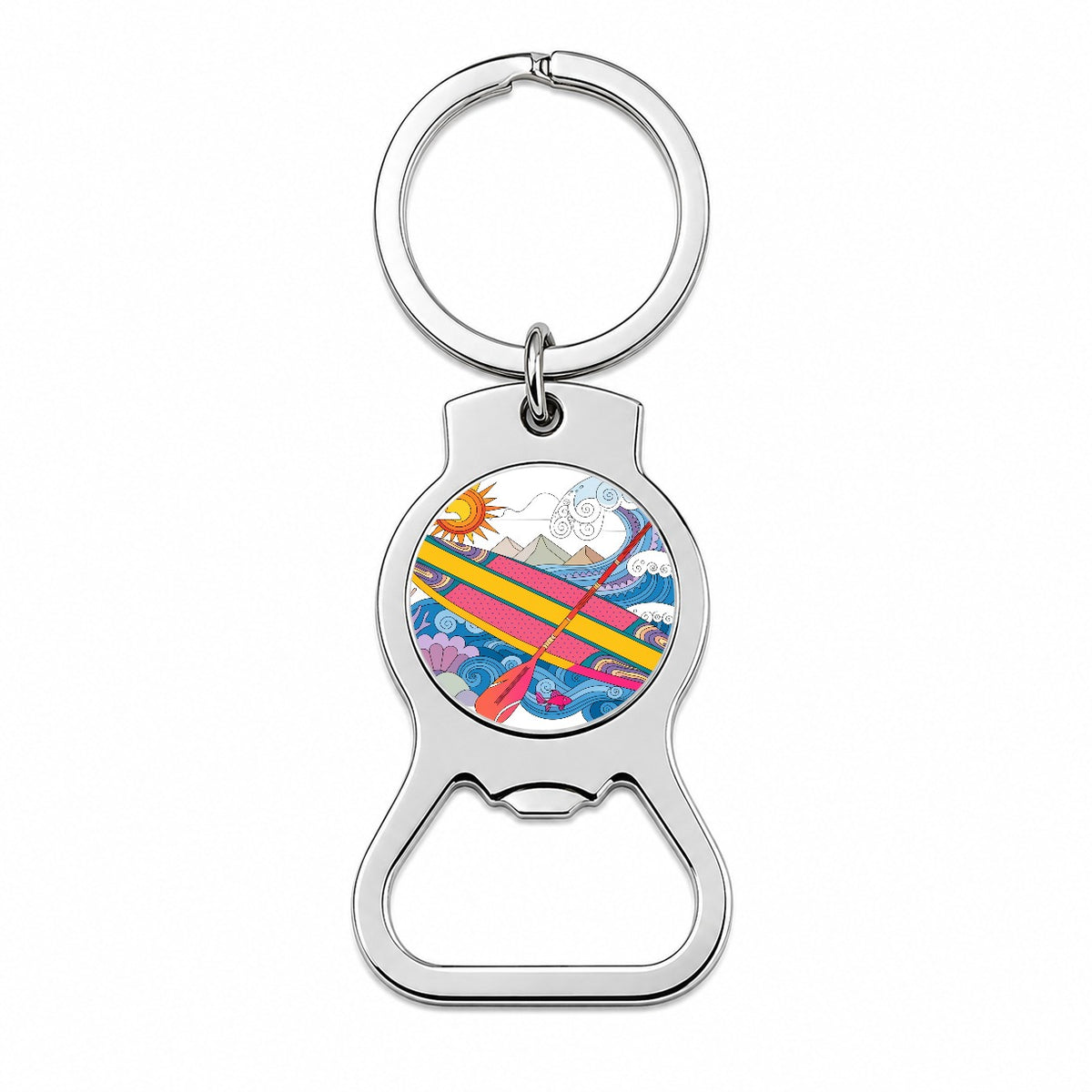 Paddleboarding Lake Sports Fun Bottle Opener Keychain