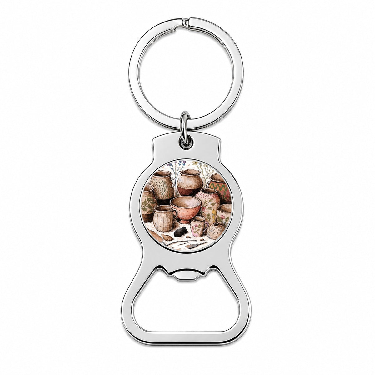 Pottery Ceramics Floral Bottle Opener Keychain