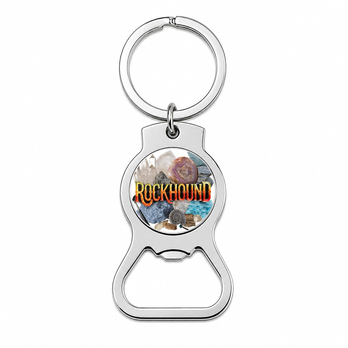 Rockhound Rocks Geodes Bottle Opener Keychain