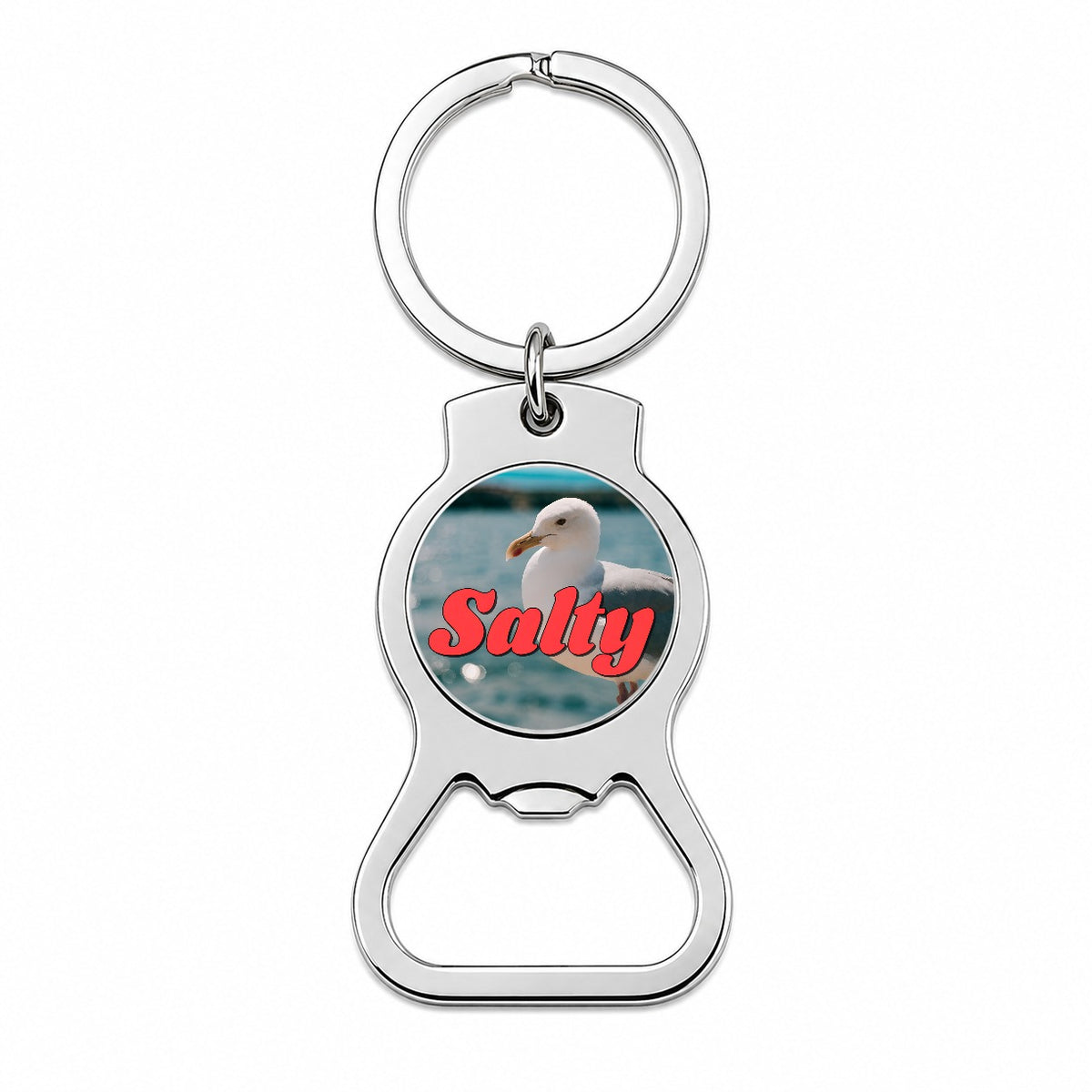 Salty Sea Gull Funny Bottle Opener Keychain