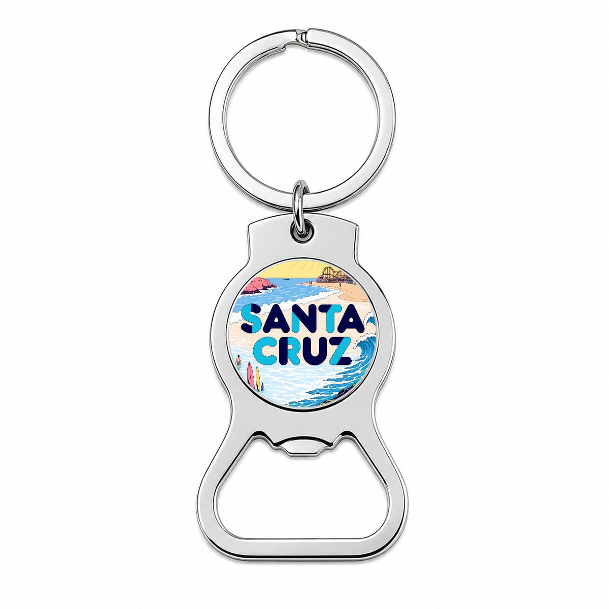 Santa Cruz Beach Travel Bottle Opener Keychain