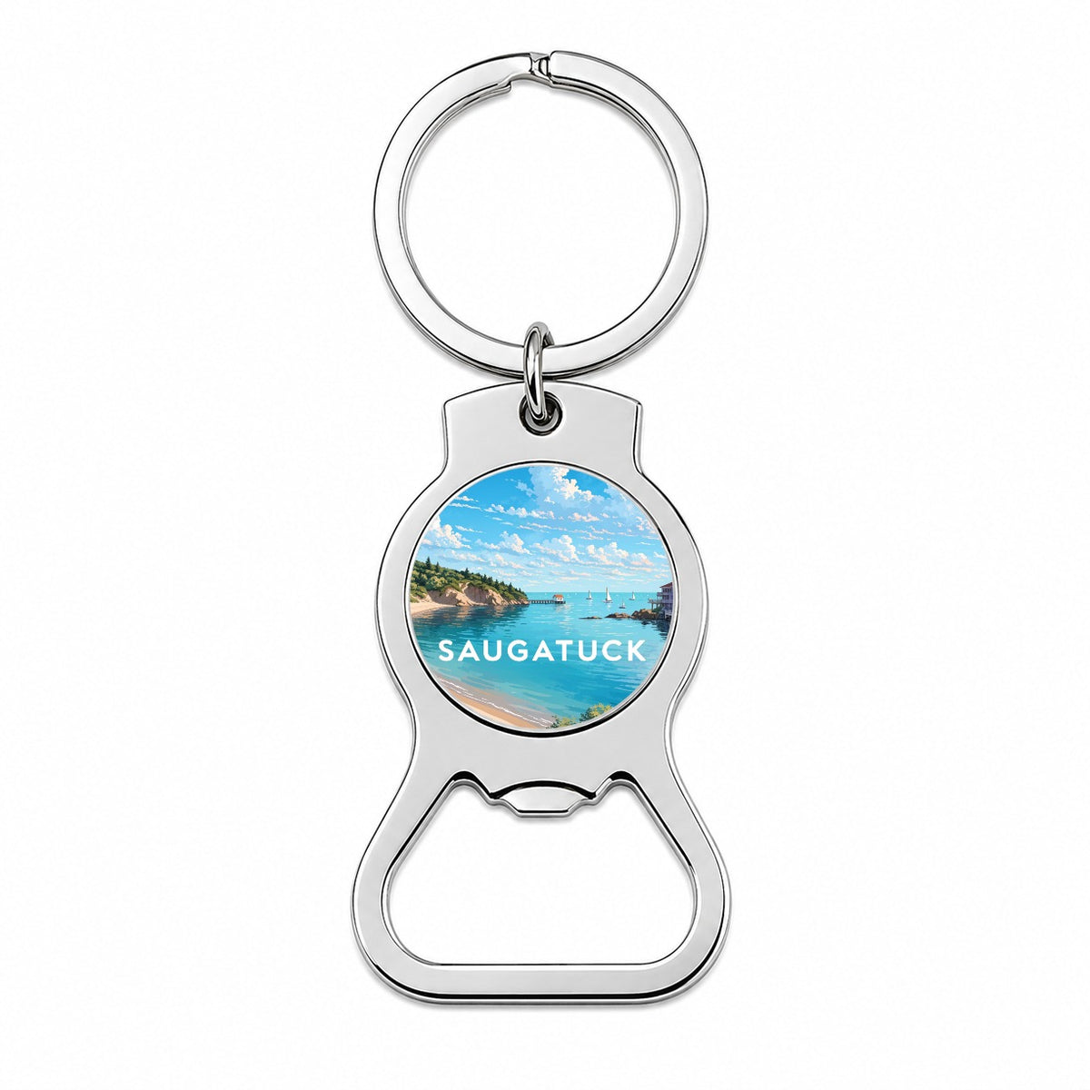 Saugatuck Michigan Travel Bottle Opener Keychain