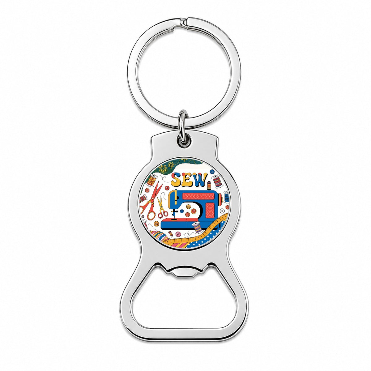 Sew Colorful Sewing Machine Bottle Opener Keychain