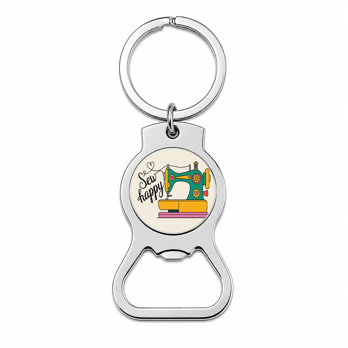 Sew Happy Sewing Machine Cute Bottle Opener Keychain