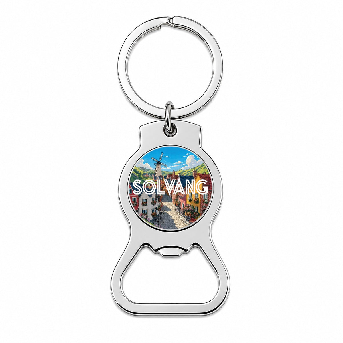 Solvang California Travel Bottle Opener Keychain