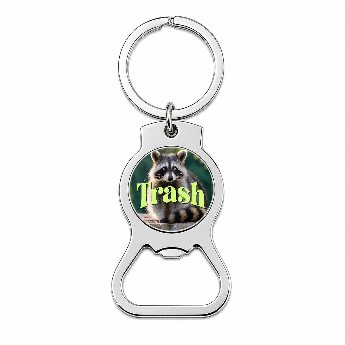 Trash Raccoon Funny Bottle Opener Keychain