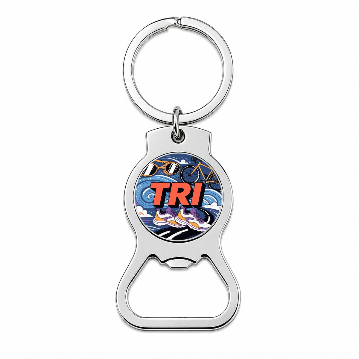 Triathlon Swim Bike Run Bottle Opener Keychain